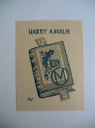 Vihalemm, Arno:  Exlibris fr Harry A. Malm. Motiv: Buch 