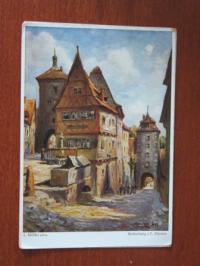   alte Künstlerkarte LOUIS MÖßLER - Rothenburg o.Tbr. / Plönlein 