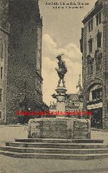 Historische Ansicht aus Deutschland um 1900,  Aachen/Brunnen auf dem Hhnermarkt, 19x13cm 