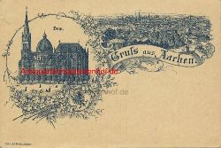 Historische Ansicht aus Deutschland um 1900,  Aachen/Kaiserdom; Stadtansicht, 19x13cm 