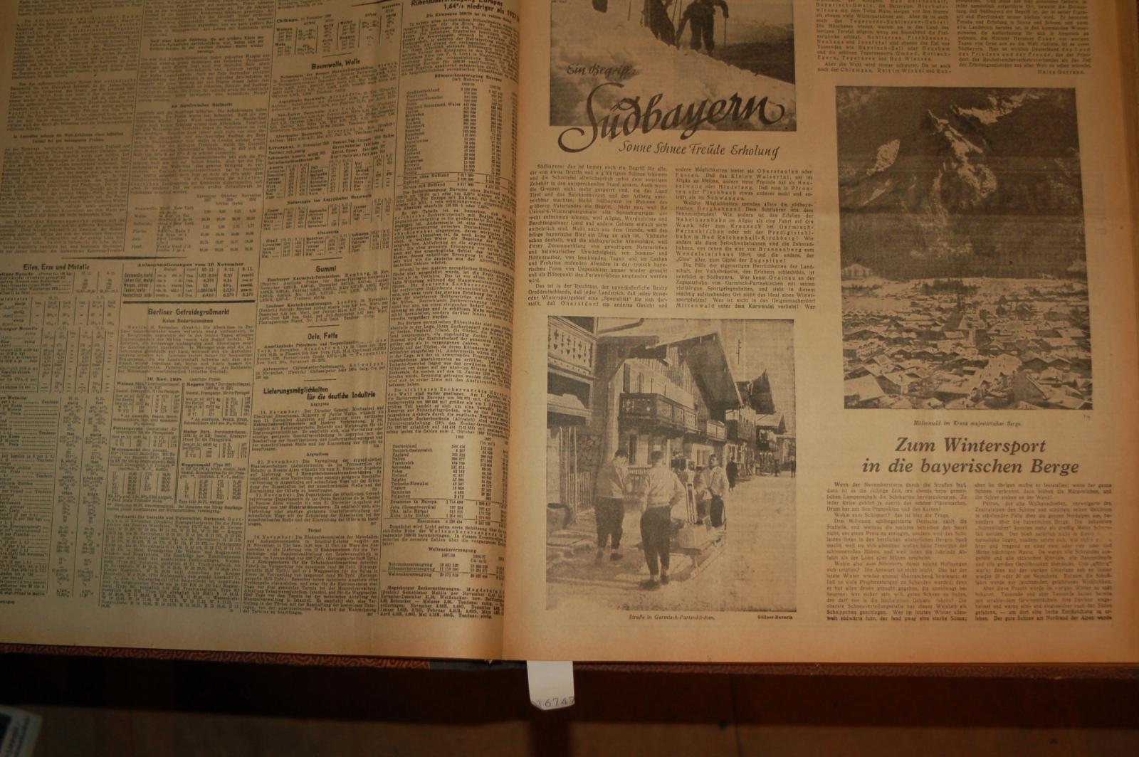 .  Deutsche Bergwerkszeitung  Tageszeitung für Wirtschaft und Technik Nr. 237 bis 306 1938, es fehlt Nr. 238, 255, 273, 279, 297 und 298 