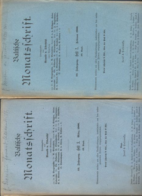 Eckardt, Nottbeck, Diederichs,   Baltische Monatsschrift Heft 2 und Heft 3 49. Band 