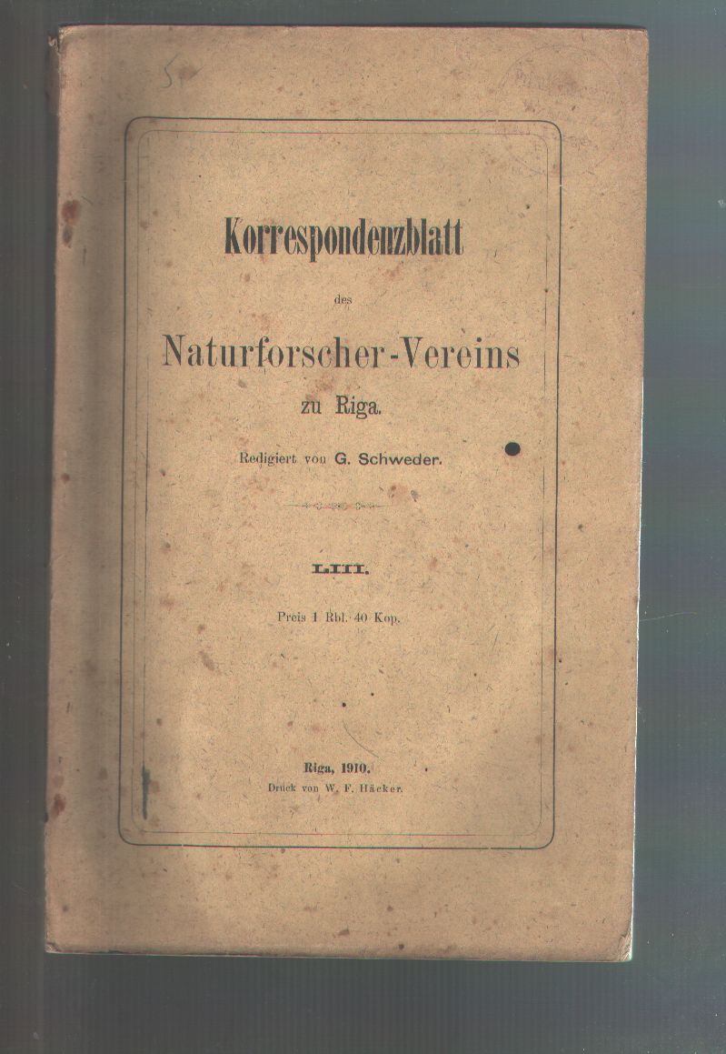 "."  Korrespondenzblatt des Naturforscher Vereins zu Riga  Band 53 