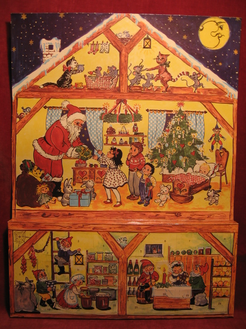   Adventskalender zum Selbstbefüllen " Weihnachtsmann beschenkt die Kinder ". 