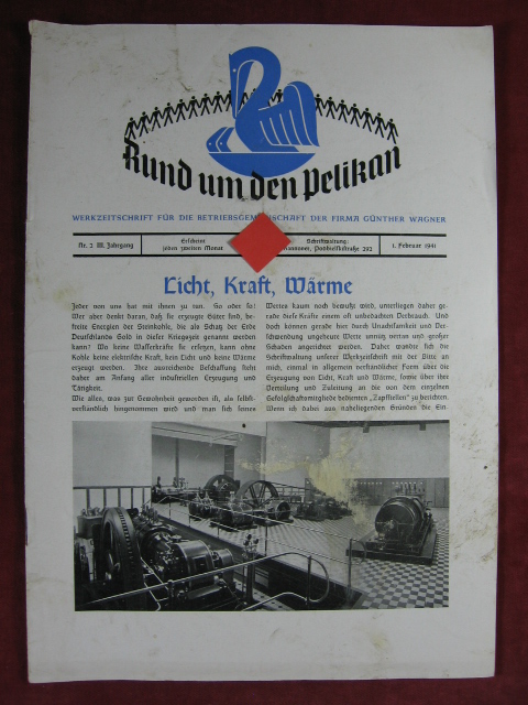   Rund um den Pelikan. Werkzeitschrift für die Betriebsgemeinschaft der Firma Günther Wagner. 3. Jahrgang, Nr. 2. 