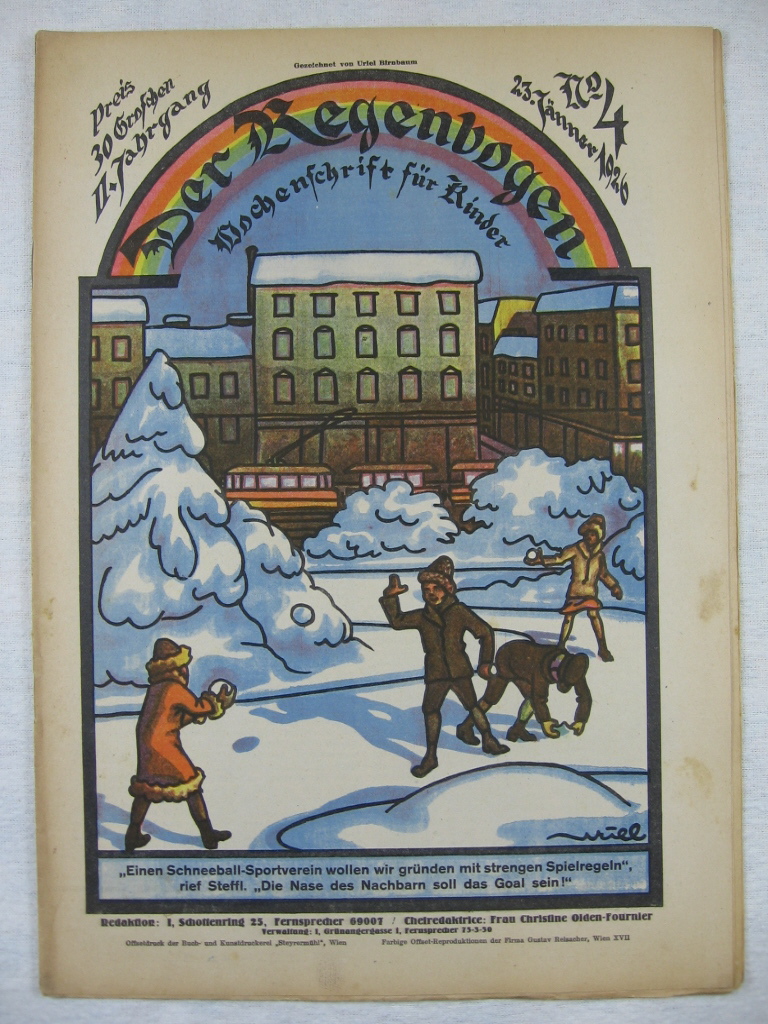 Olden-Fournier, Christine / Birnbaum, Uriel:  Der Regenbogen. Wochenschrift für Kinder. 2. Jahrgang, Heft 4, 23. Januar. 