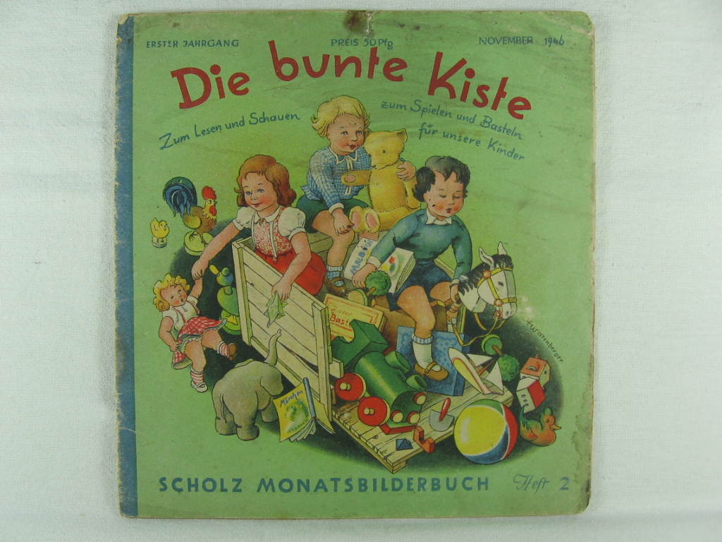 Scholz, Edith (Herausgeberin):  Die bunte Kiste. Scholz Monatsbilderbuch. 1. Jahrgang, Heft 2, November 1946. 