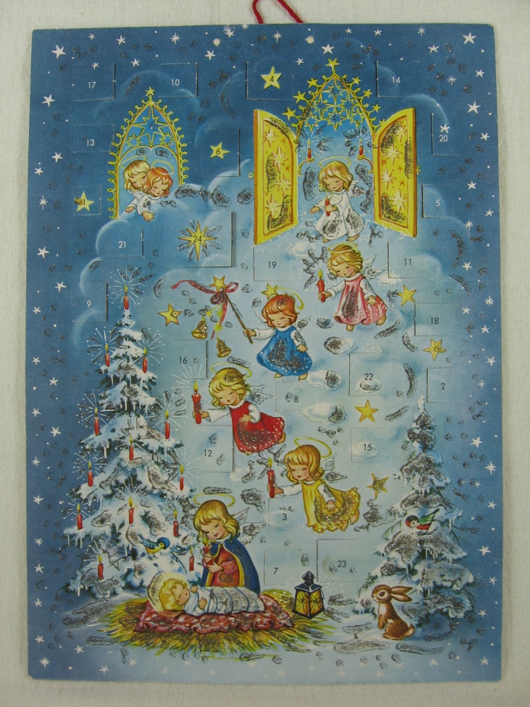   Adventskalender: Engel kommen vom Himmel. 