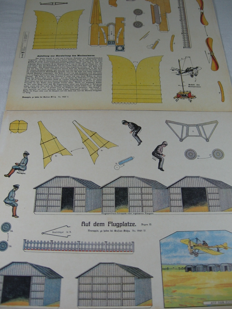   Modellbaubogen: Auf dem Flugplatze I +II. (auf 2 Bogen) 