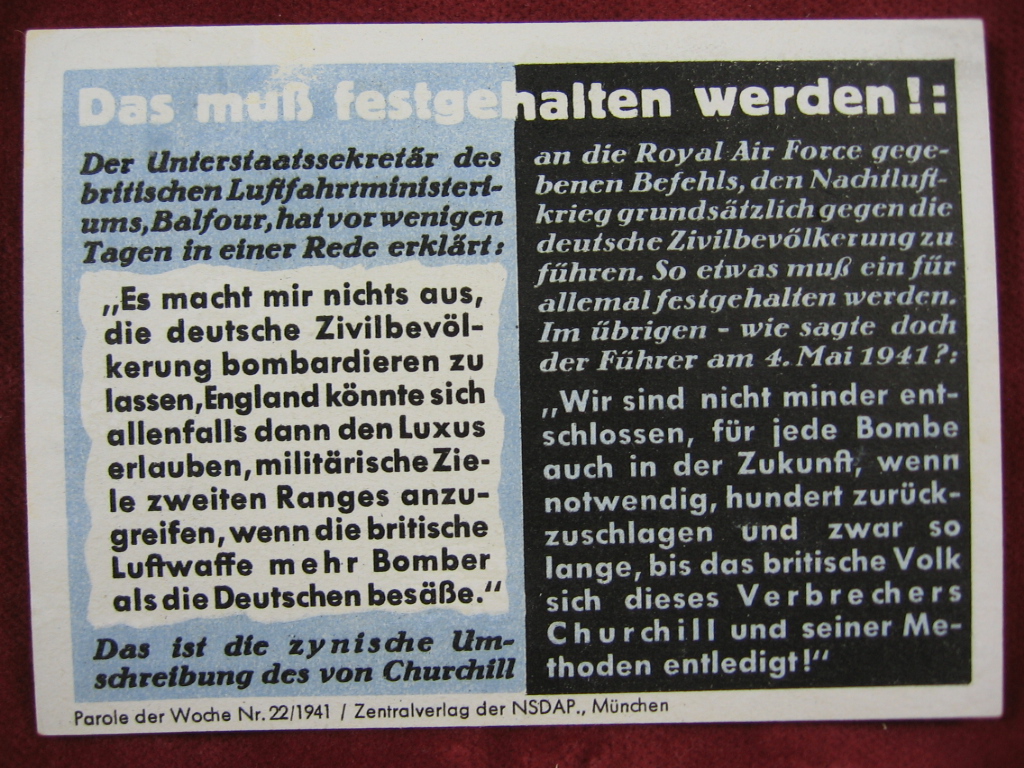   NS-Propagandazettel: Parole der Woche Nr. 22, 1941: Das muß festgehalten werden! 