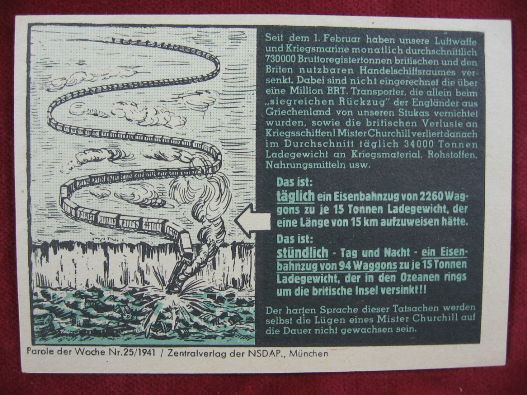   NS-Propagandazettel: Parole der Woche Nr. 25, 1941: .. täglich ein Eisenbahnzug .. 