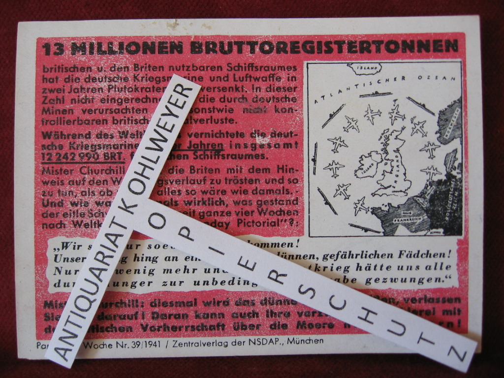   NS-Propagandazettel: Parole der Woche Nr. 39, 1941: 13 Millionen Bruttoregistertonnen .. 