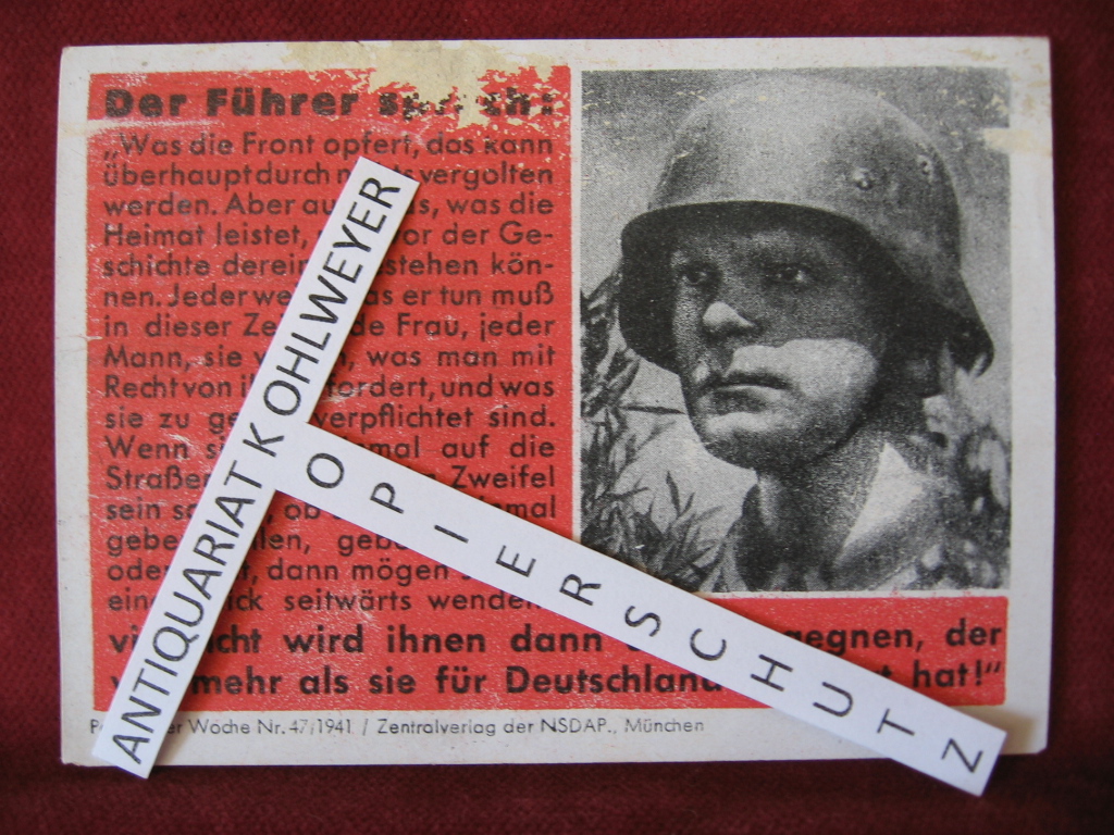   NS-Propagandazettel: Parole der Woche Nr. 47, 1941: Der Führer sprach: Was die Front opfert, .. 