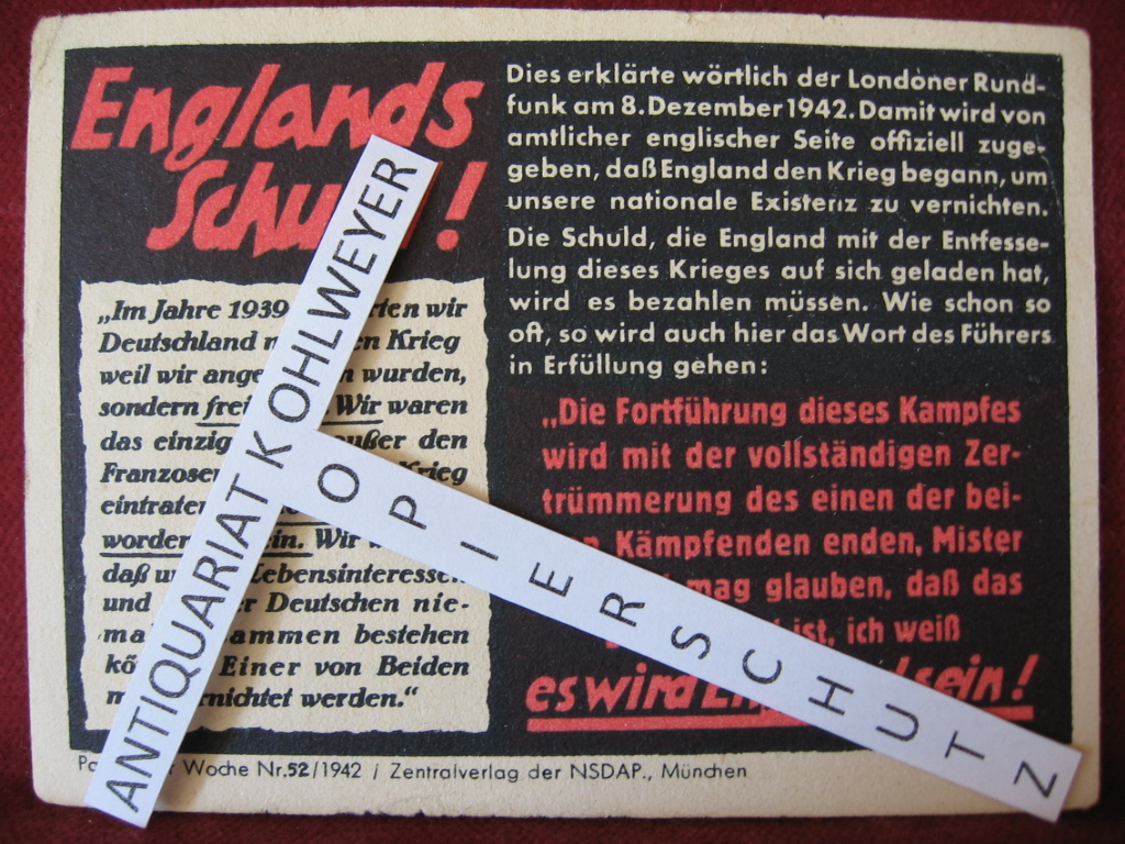   NS-Propagandazettel: Parole der Woche Nr. 52, 1942: Englands Schuld! 