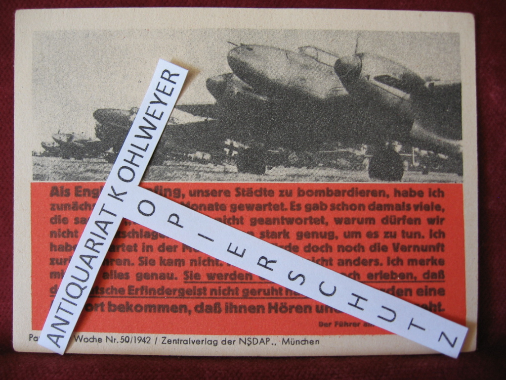   NS-Propagandazettel: Parole der Woche Nr. 50, 1942: Als England anfing, unsere Städte zu bombardieren, .. 