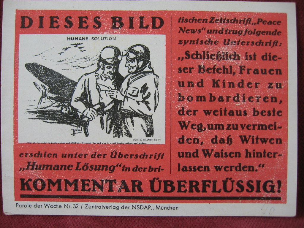   NS-Propagandazettel: Parole der Woche Nr. 32, (1940): Dieses Bild erschien unter der Überschrift Humane Lösung .. 