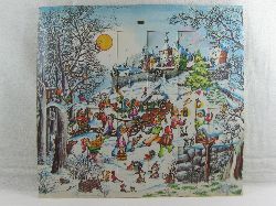 (Streller):  Adventskalender / Fllkalender: Weihnachtsmann mit Zwergen kommt im Schlitten. 