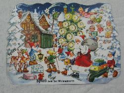   Werbe-Adventskalender: Spie deckt den Weihnachtstisch. 