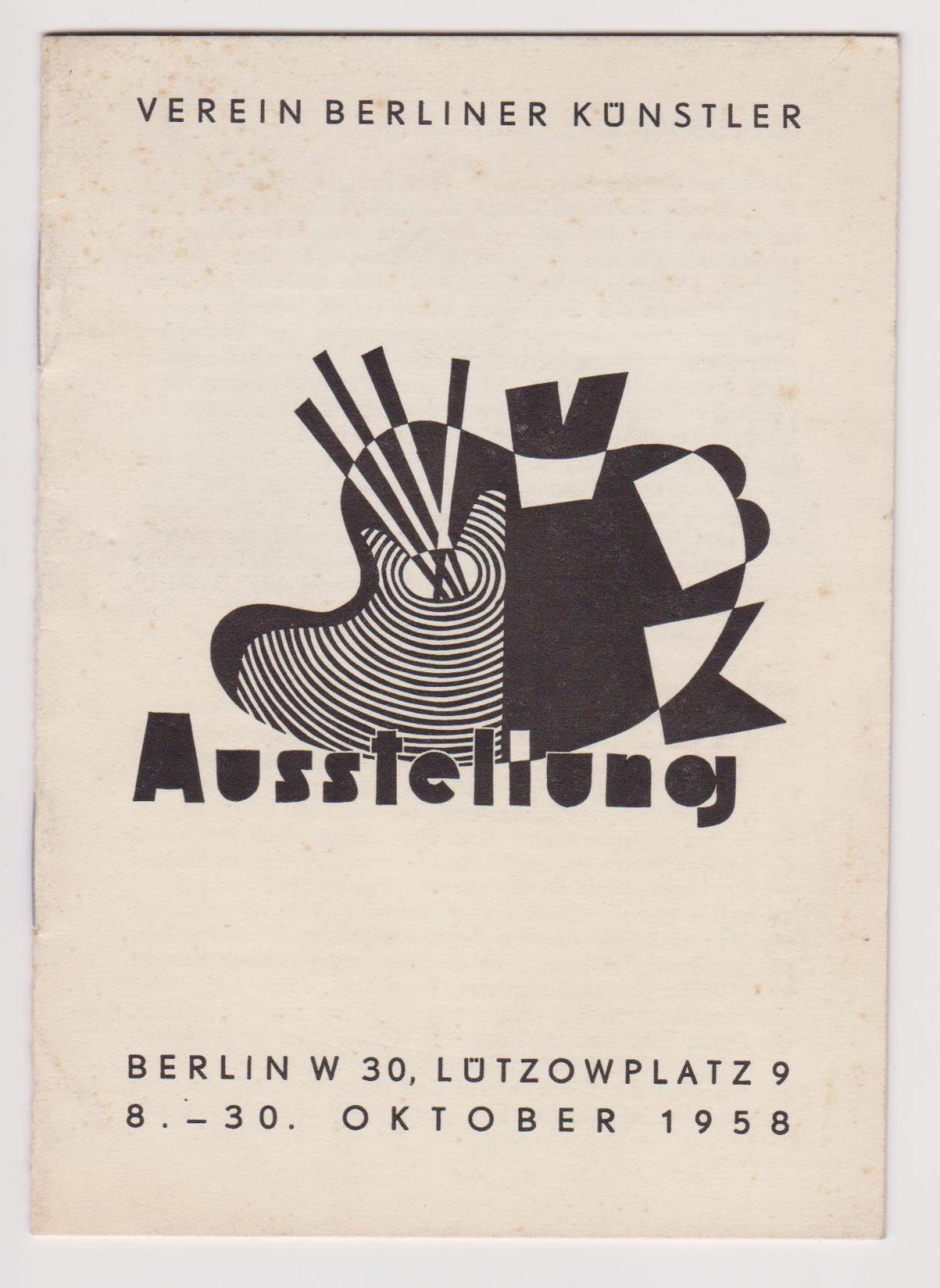 VEREIN BERLINER KÜNSTLER. -  Verein Berliner Künstler. Ausstellung. Berlin, Lützowplatz 9, 8.-30. Oktober 1958. 