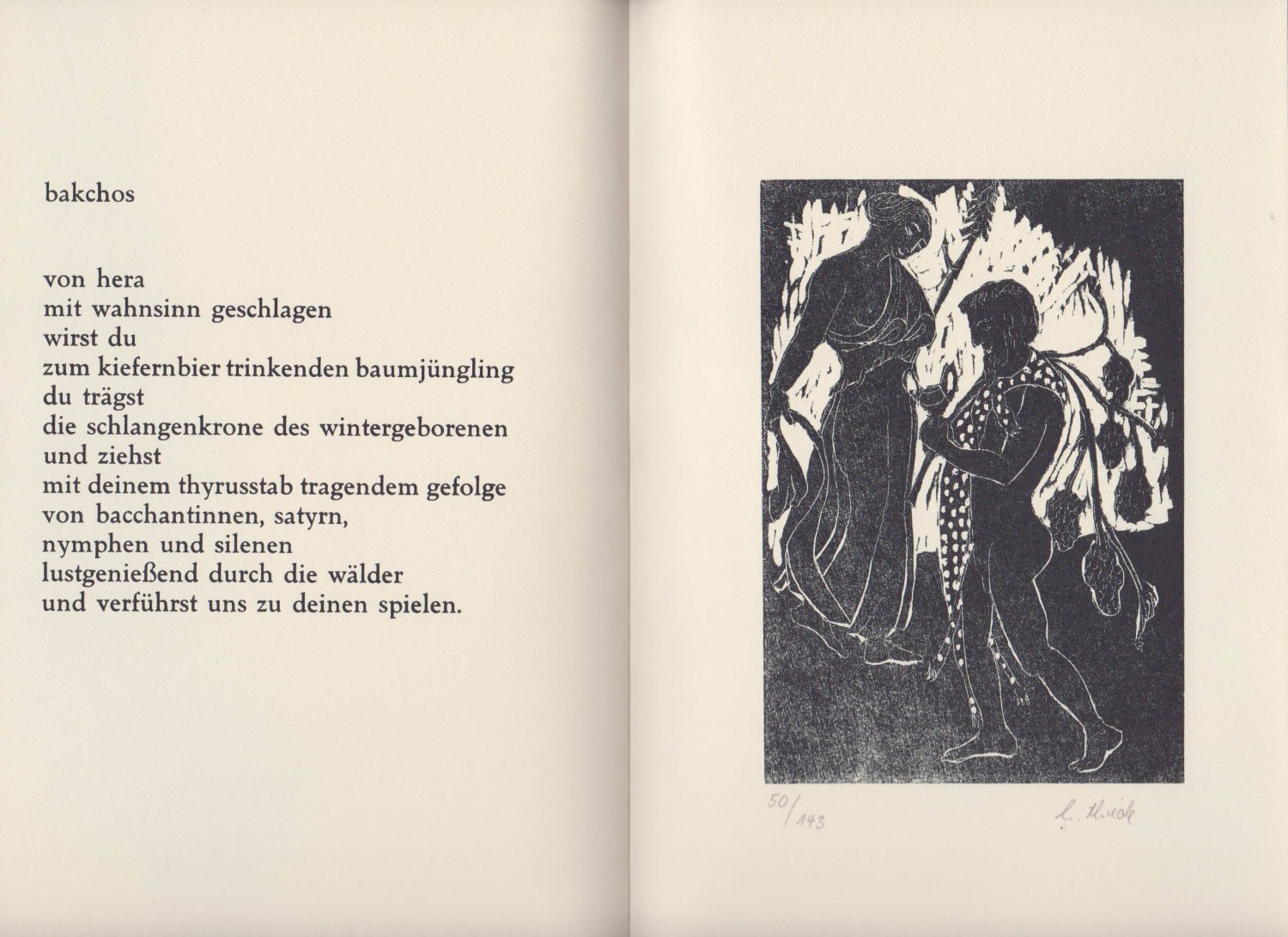 THIEDE, Heidrun:  vielgesichter ... und götterkinder standen pate. gedichte und 6 originalholzschnitte in einer auflage von 143 exemplaren. (Numeriert / signiert.) 