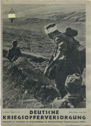 OBERLINDOBER, Hanns (Hrsg.):  Deutsche Kriegsopferversorgung. 11. Jahrgang, Folge 11 und 12. August/September 1943. Monatsschrift der Frontsoldaten und Kriegshinterbliebenen der Nationalsozialistischen Kriegsopferversorgung (NSKOV.). 