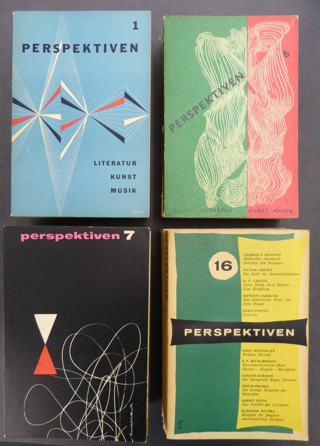 LAUGHLIN, James / Arnold, Fritz (Herausgeber):  Perspektiven. Heft 1-16, 1952-1956. (16 Ausgaben, komplett!). Literatur, Kunst, Musik. 