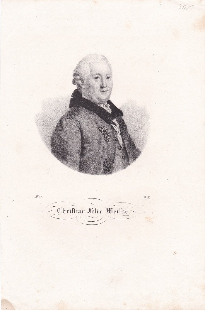   Porträt / Bildnis von Christian Felix Weisse (1726-1804). Original-Lithographie. 