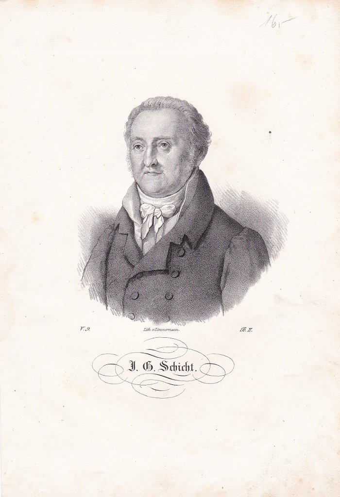   Porträt / Bildnis von Johann Gottfried Schicht (1753-1823). Original-Lithographie. 