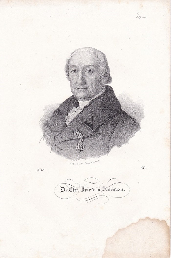   Porträt / Bildnis von Christoph Friedrich von Ammon (1776-1850). Original-Lithographie. Lith. von Fr. Zimmermann. 