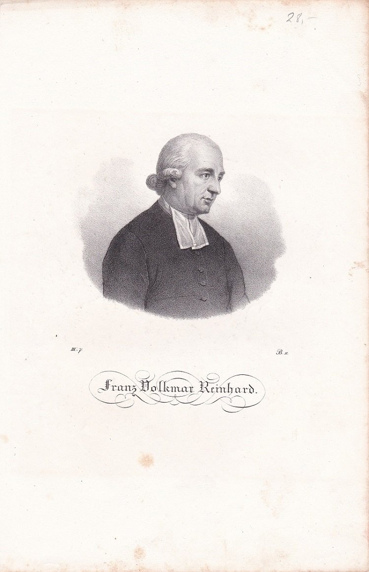   Porträt / Bildnis von Franz Volkmar Reinhard (1753-1812). Original-Lithographie. 