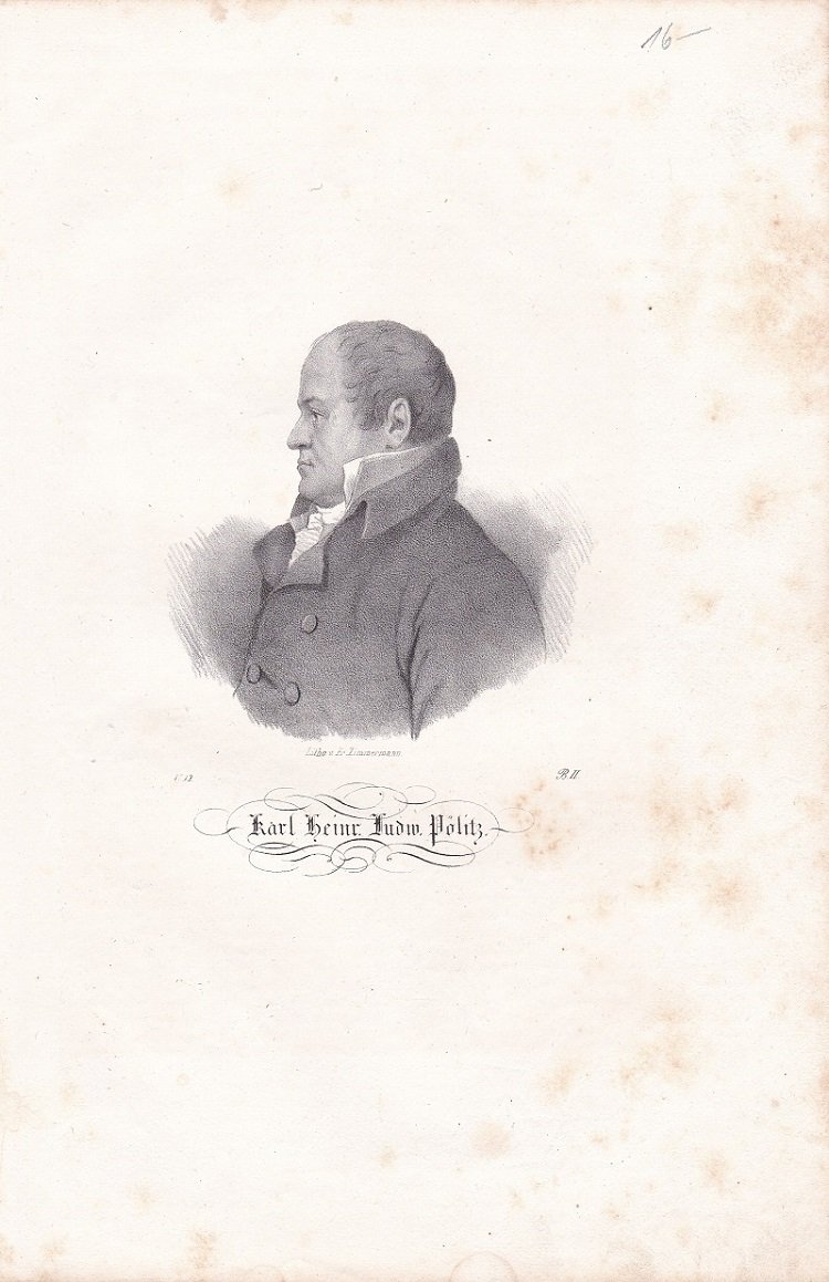   Porträt / Bildnis von Karl Heinrich Ludwig Pölitz (1772-1838). Original-Lithographie. 