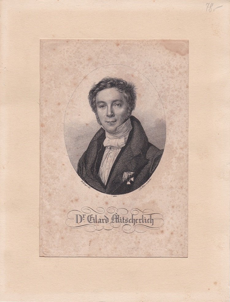   Porträt / Bildnis von Eilhard Mitscherlich (1794-1863). Bildunterschrift: Fr. Krüger del. 1834. C. E. Weber. sc. Berlin. 