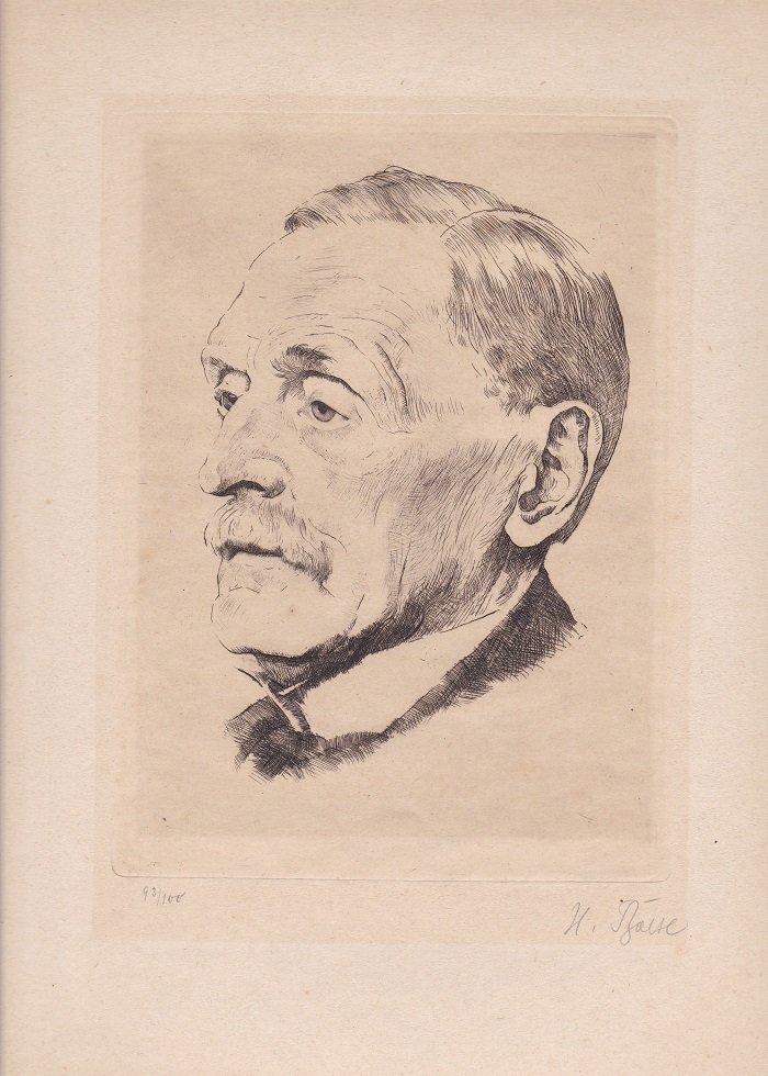 BOESE, Heinrich:  Porträt Wilhelm von Bode. (vom Künstler signiert!). Original-Radierung. 