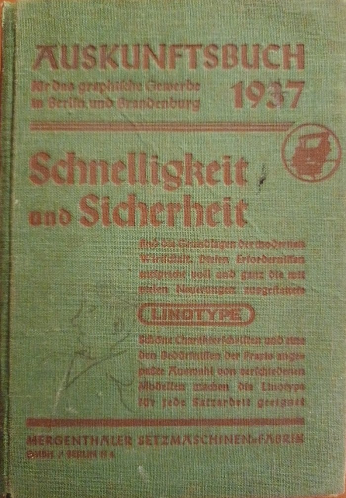   Auskunftsbuch für das graphische Gewerbe in Berlin und Brandenburg. 1937. 
